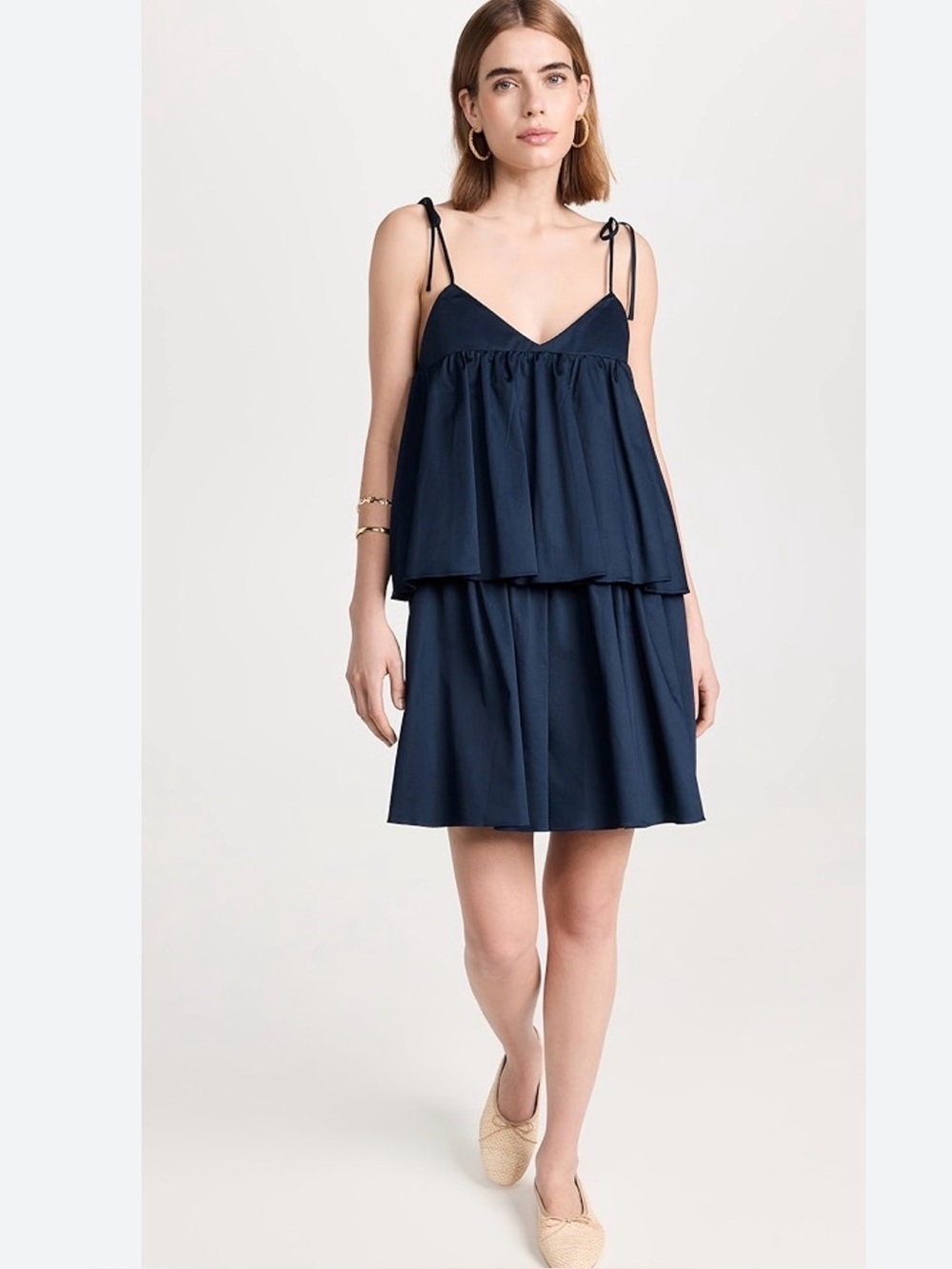 Kika Vargas tiered dress spaghetti straps blue